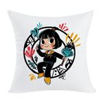 Federa per cuscino da divano stampata da ragazza, senza stampa centrale, su richiesta, dimensioni: 35x35 cm (velluto color pesca)