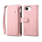 Per iPhone 16e ESEBLE Retro Frosted RFID Flip Custodia in pelle per telefono (oro rosa)