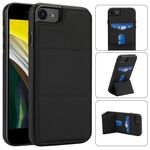 Per iPhone SE 2022 / SE 2020 / 7 / 8 Custodia per telefono in pelle con supporto a tre ante e slot per carte (nero)