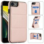 Per iPhone SE 2022 / SE 2020 / 7 / 8 Custodia per telefono in pelle con supporto a tre ante e slot per carte (oro rosa)