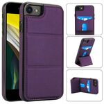 Per iPhone SE 2022 / SE 2020 / 7 / 8 Custodia per telefono in pelle con supporto a tre ante e slot per carte (viola scuro)