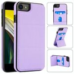 Per iPhone SE 2022 / SE 2020 / 7 / 8 Custodia per telefono in pelle con supporto a tre ante e slot per carte (viola chiaro)