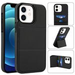 Per iPhone 12 mini Custodia per telefono in pelle con supporto a tre ante e slot per carte (nero)