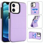 Per iPhone 12 mini Custodia in pelle con supporto a tre ante e slot per carte (viola chiaro)