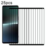 Per Sony Xperia 1 V 25 pezzi Pellicola in vetro temperato per schermo intero in alluminio ad alta stampa serigrafica