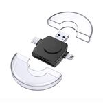 Lettore di schede multifunzione rotondo 6 in 1 da USB-A a USB-C / Tipo-C + Micro USB + 8 pin (nero)