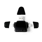 Lettore di schede universale 7 in 1 AJ-701 USB-A a USB-C / Tipo-C + Micro USB + 8 pin (nero)