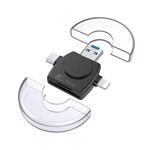 Lettore di schede TF/SD/NM multifunzione 6 in 1 USB 3.0 a USB-C/Tipo-C/8 pin (nero)