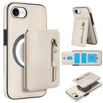 Per iPhone 7/8/SE 2022 Custodia per telefono con cerniera e MagSafe in pelle (bianca)