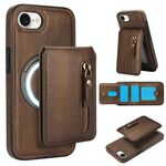 Per iPhone 7/8/SE 2022 Custodia per telefono con cerniera e MagSafe in pelle (marrone)