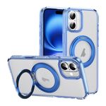 Per iPhone 16 Custodia per telefono con supporto MagSafe traslucido satinato con pulsante AI (blu)