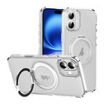 Per iPhone 16 Custodia per telefono con supporto MagSafe traslucido satinato con pulsante AI (trasparente)
