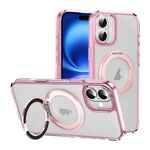 Per iPhone 16 Custodia per telefono con supporto MagSafe traslucido satinato con pulsante AI (rosa)