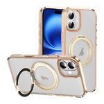 Per iPhone 16 Custodia per telefono con supporto MagSafe traslucido satinato con pulsante AI (oro)