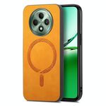 Per OPPO Reno12 F 5G Retro Magsafe Custodia per telefono con cover posteriore in PU magnetica (giallo)