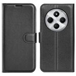 Custodia per telefono in pelle con supporto e flip orizzontale con texture Litchi per Xiaomi Redmi 14C 4G (nera)