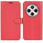 Custodia per telefono in pelle con supporto e flip orizzontale con texture Litchi per Xiaomi Redmi 14C 4G (rosso)
