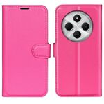 Custodia a libro orizzontale in pelle con supporto per Xiaomi Redmi 14C 4G, motivo Litchi Texture, con chiusura a scatto (rosso rosa)