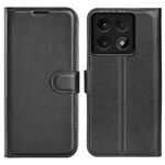 Custodia per telefono in pelle con texture Litchi per Xiaomi 14T Pro con supporto e flip orizzontale (nero)
