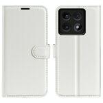 Custodia per telefono in pelle con texture Litchi per Xiaomi 14T Pro con supporto e flip orizzontale (bianca)