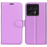 Custodia per telefono in pelle con texture Litchi per Xiaomi 14T Pro, con supporto e flip orizzontale (viola)