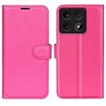 Custodia per telefono in pelle con texture Litchi per Xiaomi 14T Pro con supporto e flip orizzontale (rosso rosa)