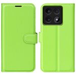 Custodia per telefono in pelle con texture Litchi per Xiaomi 14T Pro con supporto e flip orizzontale (verde)