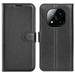 Custodia per telefono in pelle con texture Litchi e supporto per Xiaomi Redmi Note 14 Pro+ (nero)