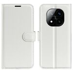 Custodia per telefono in pelle con flip orizzontale con texture Litchi per Xiaomi Redmi Note 14 Pro+ e supporto (bianca)