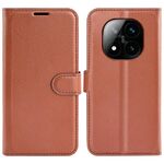 Custodia a libro orizzontale in pelle con supporto per Xiaomi Redmi Note 14 Pro+, motivo Litchi (marrone)