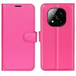 Custodia a libro orizzontale in pelle con supporto per Xiaomi Redmi Note 14 Pro+, motivo Litchi Texture, con chiusura a scatto (rosso rosa)