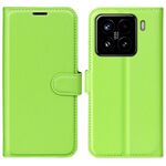 Custodia per telefono in pelle con texture Litchi per Xiaomi 15 con supporto (verde)