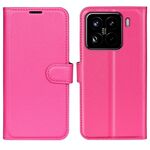 Custodia per telefono in pelle con texture Litchi e supporto per Xiaomi 15 Pro (rosso rosa)