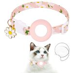 Per AirTag Tracker Custodia in silicone Piccola Daisy Pet Collar Collare per cani con campanello e pellicola anteriore e posteriore (rosa)