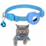 Per AirTag Tracker Custodia in silicone riflettente stelle e luna gatti cani collare per animali domestici con campanello (blu)