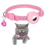 Per AirTag Tracker Custodia in silicone riflettente stelle e luna gatti cani collare per animali domestici con campanello (rosa)