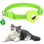 Per AirTag Tracker Custodia in silicone riflettente stelle e luna gatti cani collare per animali domestici con campanello (verde)