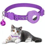 Per AirTag Tracker Custodia in silicone riflettente stelle e luna gatti cani collare per animali domestici con campanello (viola)