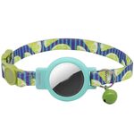 Per AirTag Tracker Custodia in silicone Collare per gatti domestici Cinghia di posizionamento Collare anti-soffocamento per gatti con campanello (Lemon Ocean)