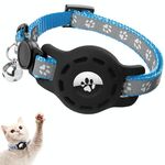 Per AirTag Tracker Custodia in silicone per localizzatore di collare per animali domestici Custodia protettiva Collare per gatti riflettente con campanello (blu)