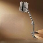 Supporto da comodino per telefono e tablet a sbalzo a 2 sezioni con braccio in metallo pieghevole per 4-10,2 pollici
