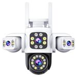 Telecamera WiFi wireless impermeabile IP66 con panorama a 360 gradi HD da 2 MP, 3 lenti, memoria: scheda di memoria da 15 giorni (spina UE)