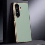 Per Samsung Galaxy S25 5G Custodia per telefono in vera pelle per PC (verde)