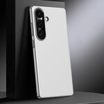 Per Samsung Galaxy S25 5G Custodia per telefono in vera pelle per PC (bianca)