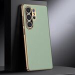 Per Samsung Galaxy S25 Ultra 5G Custodia per telefono in vera pelle per PC (verde)