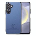 Per Samsung Galaxy S25+ 5G Custodia in pelle con retro in tessuto Twill (blu)