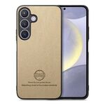 Per Samsung Galaxy S25+ 5G Custodia in pelle con retro in tessuto Twill (cachi)