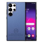 Per Samsung Galaxy S25 Ultra 5G Custodia in pelle con retro in tessuto Twill (blu)