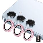 Per Samsung Galaxy A25 ENKAY Hat-Prince 9H Obiettivo della fotocamera posteriore Pellicola in vetro temperato in lega di alluminio glitterata (rosa)