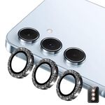 Per Samsung Galaxy A25 ENKAY Hat-Prince 9H Obiettivo della fotocamera posteriore Pellicola in vetro temperato in lega di alluminio glitterata (nero)
